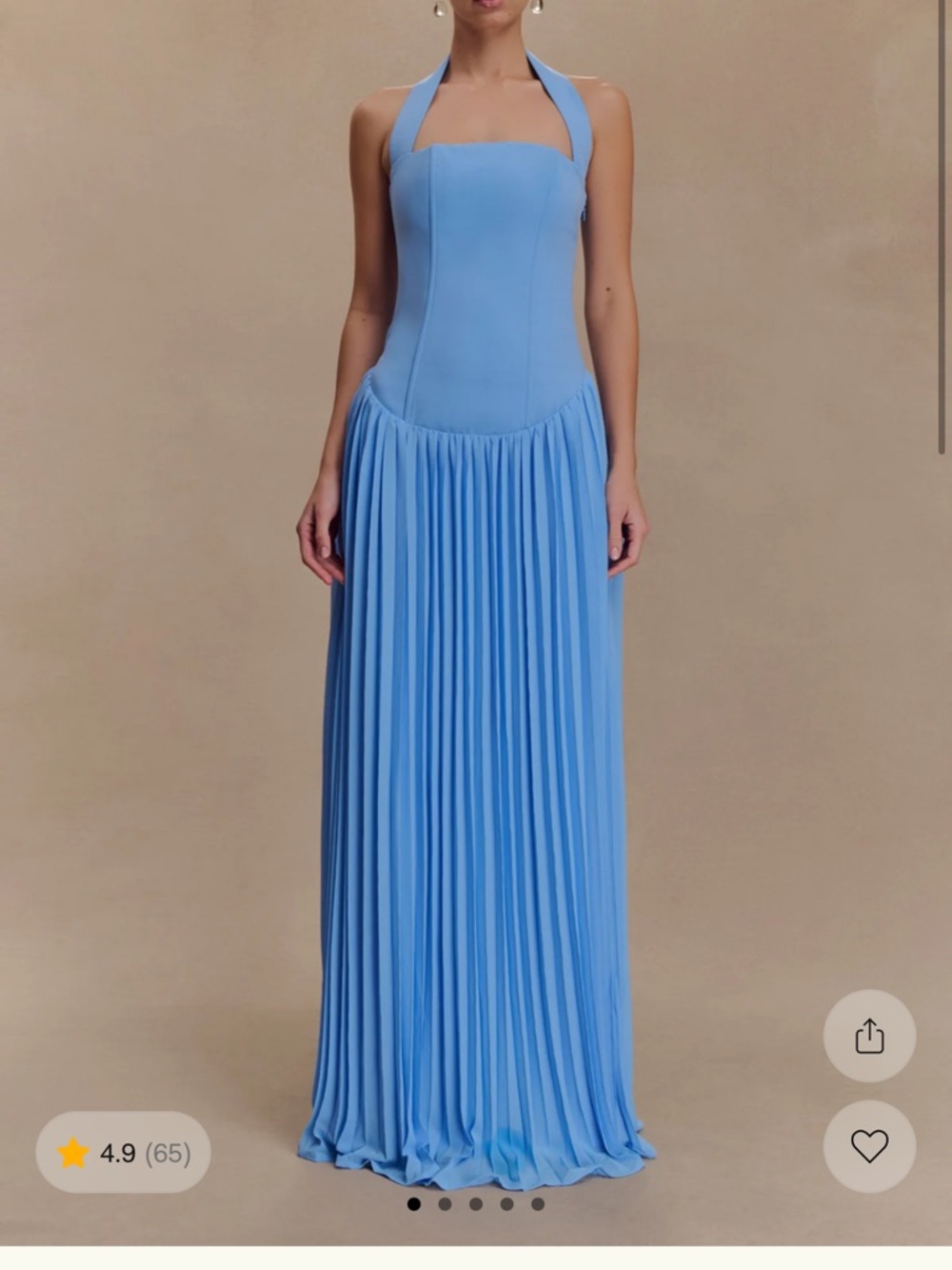 MESHKI Stacie Pleated Halter Dress